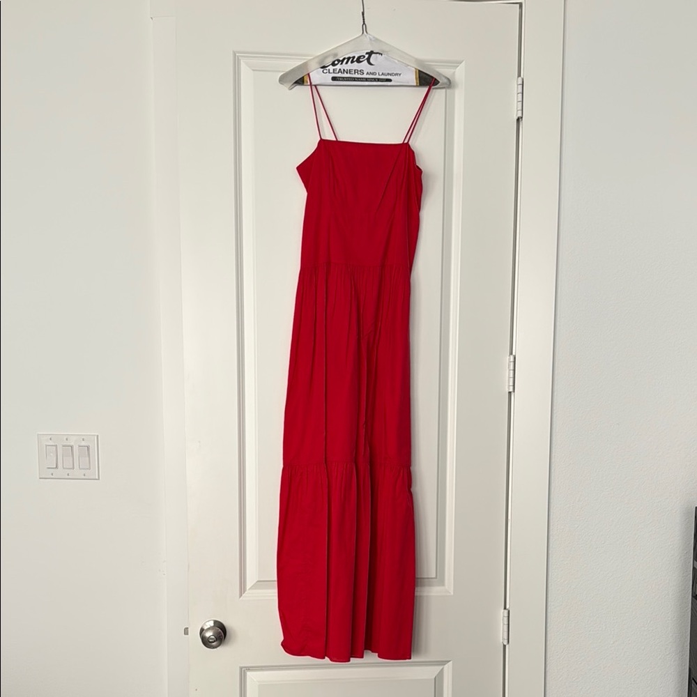 Red Spaghetti Strap Sleeveless Maxi Dress
